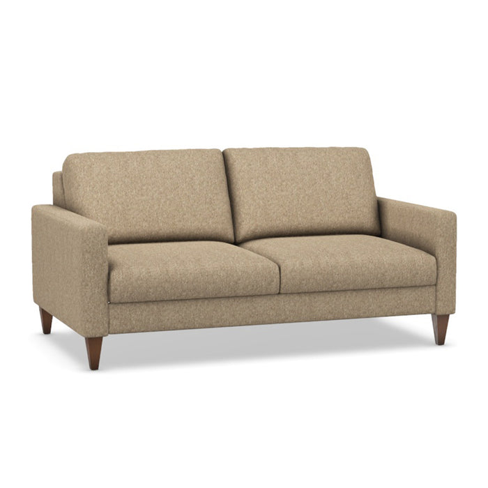 Omnia Leather Slofa The Bliss sleeper sofa with plush upholstery and modern design, shown in a living room setting.
