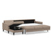 Omnia Leather Slofa Bliss sectional sleeper sofa with storage chaise on the left, featuring plush cushions and modern design.
