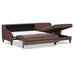 Omnia Leather Harmony sectional sleeper sofa with storage chaise on the right, featuring plush cushions and modern design.