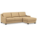 Omnia Leather Slofa Joy sectional sleeper sofa with storage chaise on the right, featuring plush cushions and modern design.