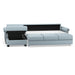 Omnia Leather Slofa Oasis sectional sleeper sofa with storage chaise on the left, featuring plush upholstery and modern design.