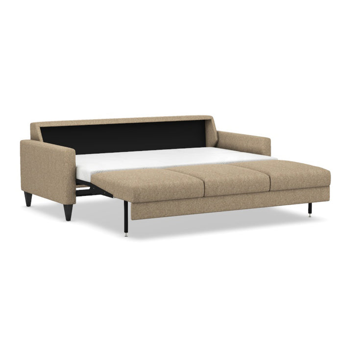Omnia Leather Slofa The Bliss sleeper sofa with plush upholstery and modern design, shown in a stylish living room setting.