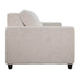 Omnia Leather Slofa Karma sleeper sofa with gray upholstery and modern design, featuring a folded-out bed in a living room setting.