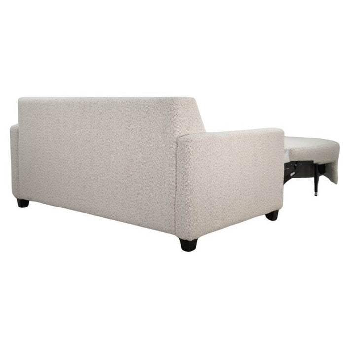 Omnia Leather Slofa Karma Sleeper Sofa in dark gray fabric, showing its sleek design and convertible sleeping surface.