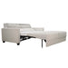 Omnia Leather Slofa Karma sleeper sofa with modern design, featuring a fold-out bed and plush upholstery in a stylish living room setting.