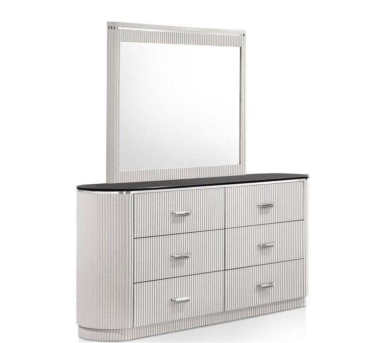 J & M Furniture Onyx Mirror in Light Grey
