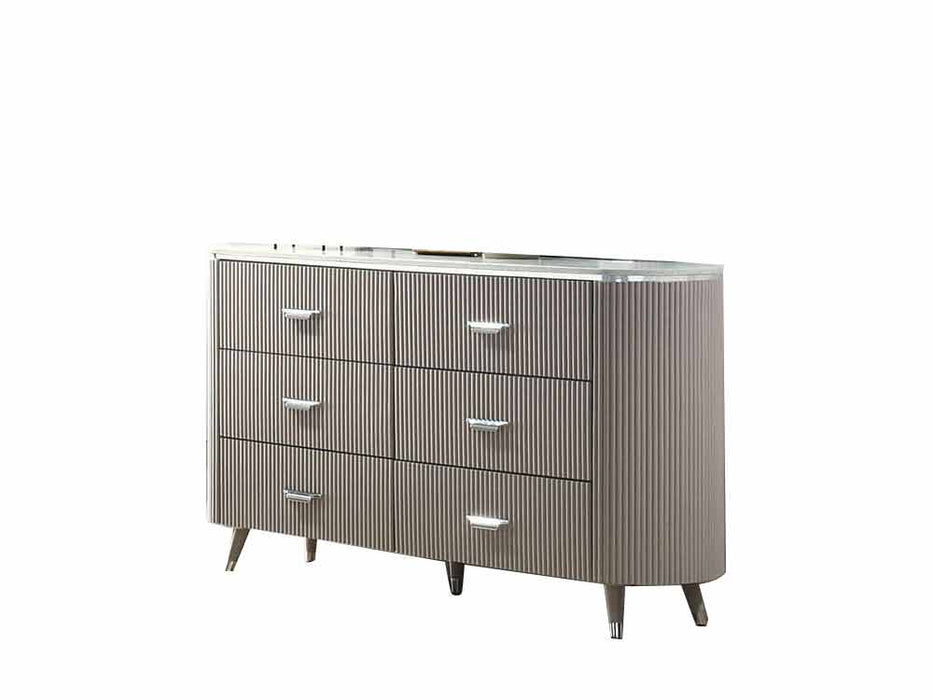 J & M Furniture Opal Dresser in Light Grey