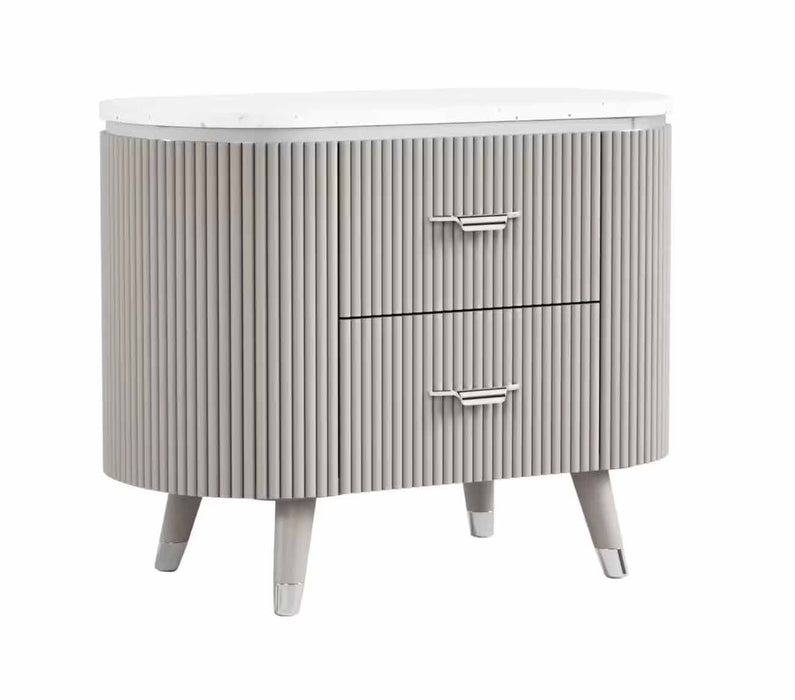 J & M Furniture Opal Nightstand in Light Grey