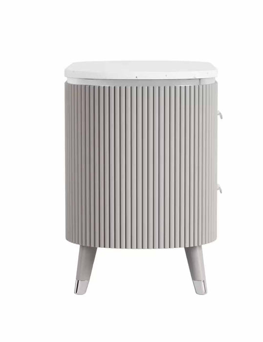 J & M Furniture Opal Nightstand in Light Grey