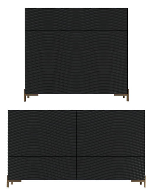 ESF Franco Spain Wave Dressers / Mirrors Dark grey SET p12671