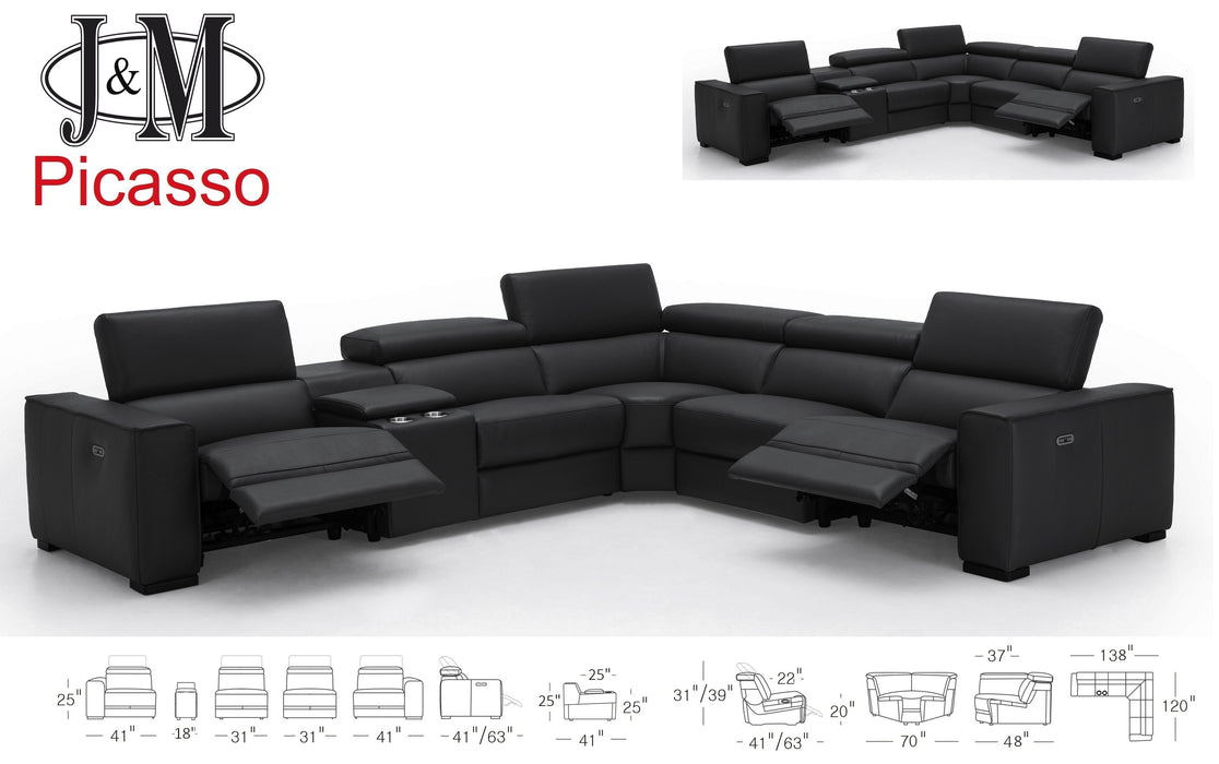 J & M Furniture Picasso Motion Sectional in Black