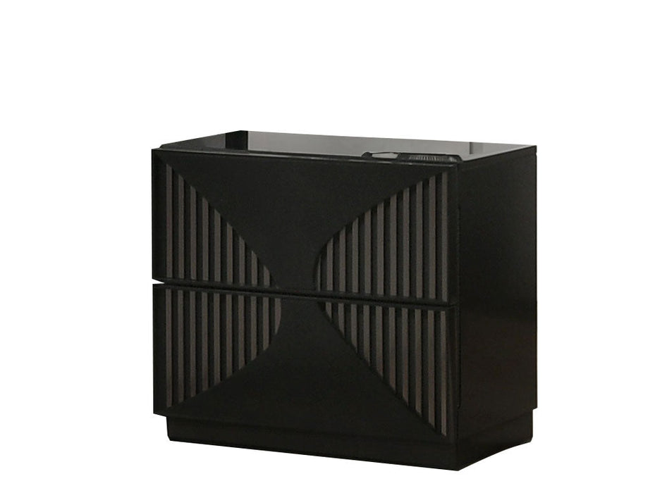 J & M Furniture Rosette Night Stand in Black