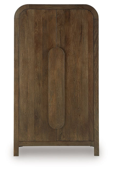 Medium brown Thoren Accent Cabinet by Signature Design by Ashley®, featuring sleek doors and modern style.