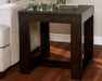 Dark brown Watson square end table by Signature Design by Ashley® with a sleek, modern design and sturdy wooden construction.