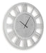 Signature Design by Ashley Reinport wall clock with a mirrored frame, round shape, and modern design for stylish home decor.