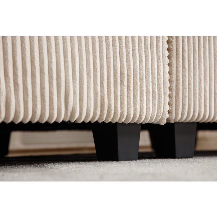 Beige oversized modular sectional sofa by Z Furniture with corduroy fabric, convertible design for living room comfort.