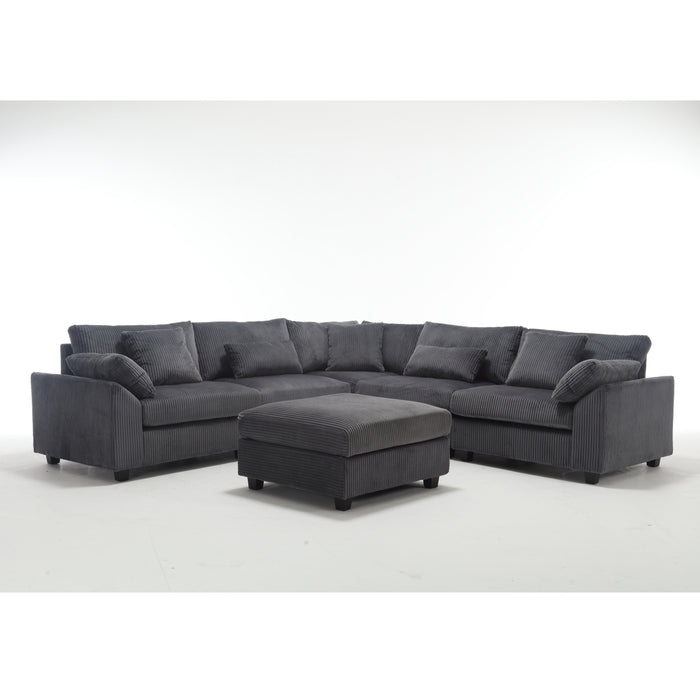 Dark gray oversized modular sectional sofa by Sleeper Sofas Z Furniture with corduroy upholstery, deep seats for living room comfort.