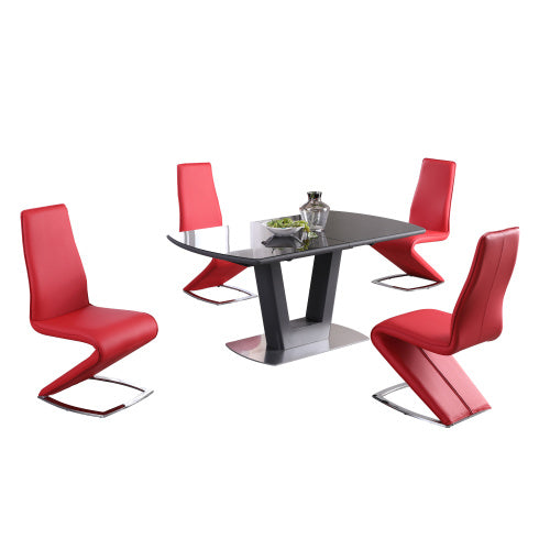 Chintaly SURI Contemporary Dining Set w/ Extendable Glass Table and Z-Shaped Chairs