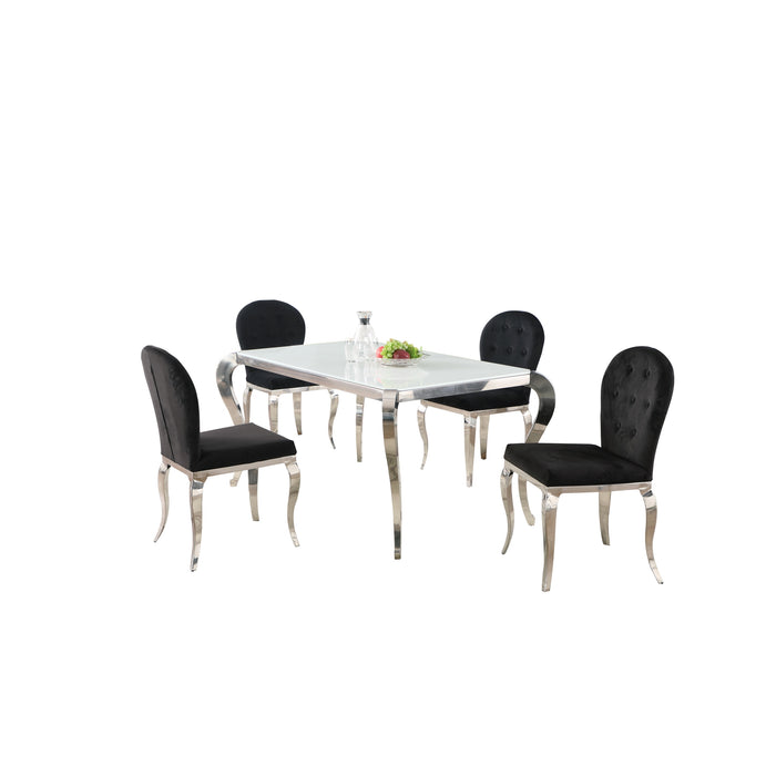 Chintaly TERESA Dining Set w/ Starphire Glass Top & 4 Oval back Chairs