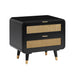 Black Christine accent nightstand by TOV Furniture with a sleek design and modern style, featuring a single drawer and smooth finish.