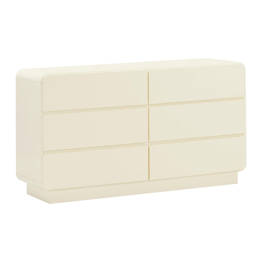 TOV Furniture Sagura 6-drawer dresser with sleek wood finish and modern design, featuring six spacious drawers for ample storage.