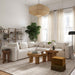 Cream linen loveseat from TOV Furniture's Hangover collection, featuring a stylish stationary design and plush seating.