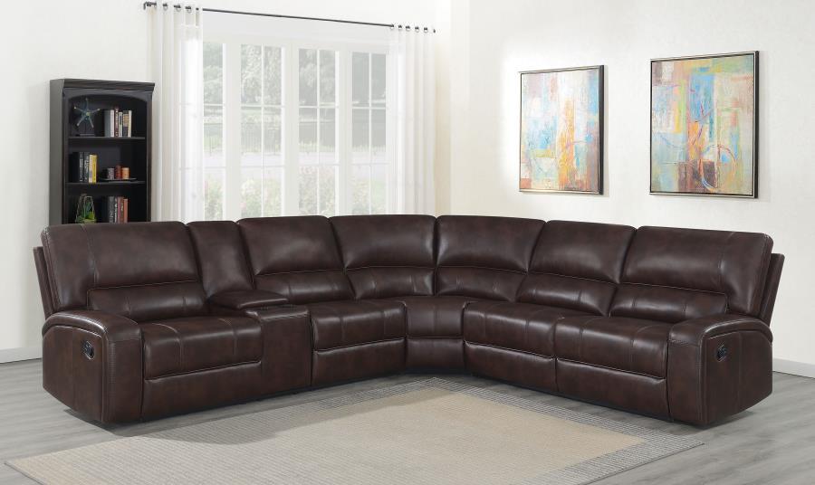 Brunson - 3 Piece Upholstered Motion Sectional - Brown