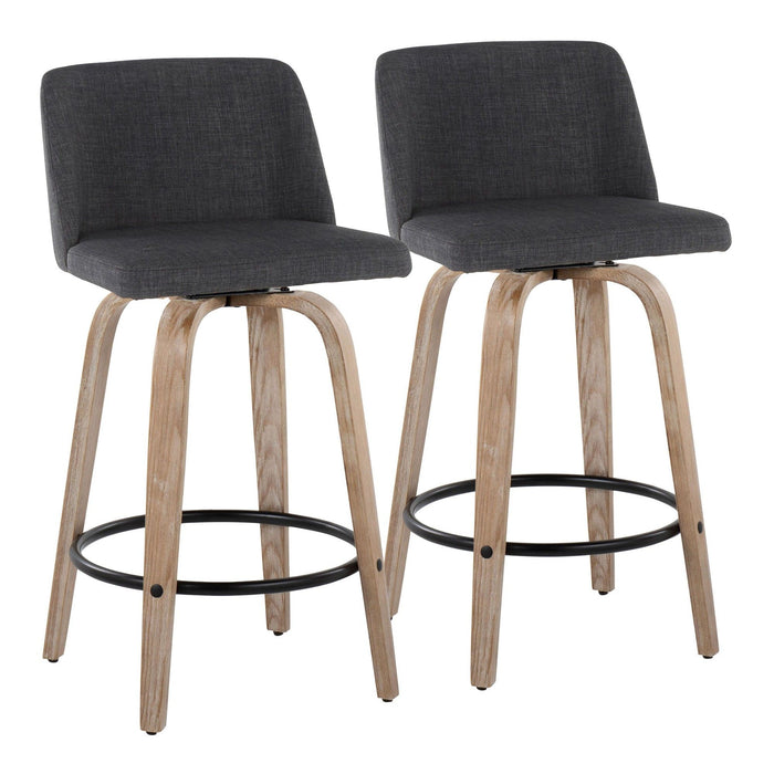 Toriano - 26" Fixed-height Counter Stool (Set of 2) - Charcoal And Black