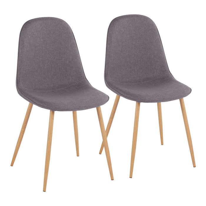 Pebble - Chair - Natural Wood Metal And Charcoal Fabric (Set of 2)
