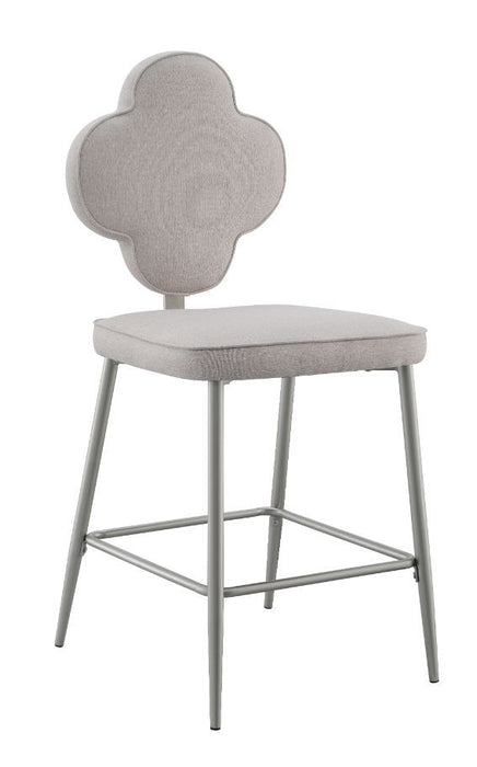 Clover - Counter Height Chair (Set of 2) - Beige Fabric & Champagne Finish