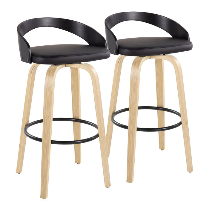 Grotto - 30" Fixed-height Barstool (Set of 2) - Natural And Black