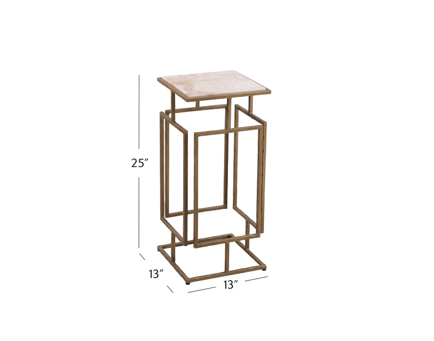 Audrey - Accent Table - Antique Brass/Italian Marble
