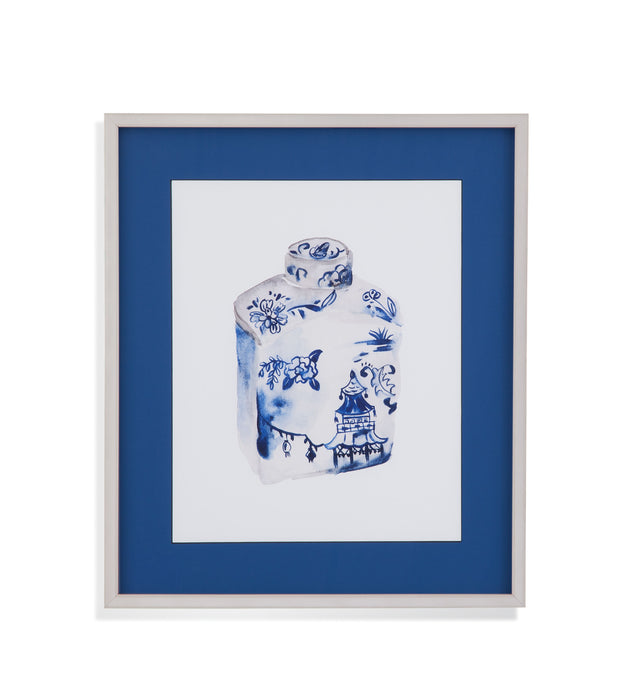 Indigo Vase I - Framed Print - White