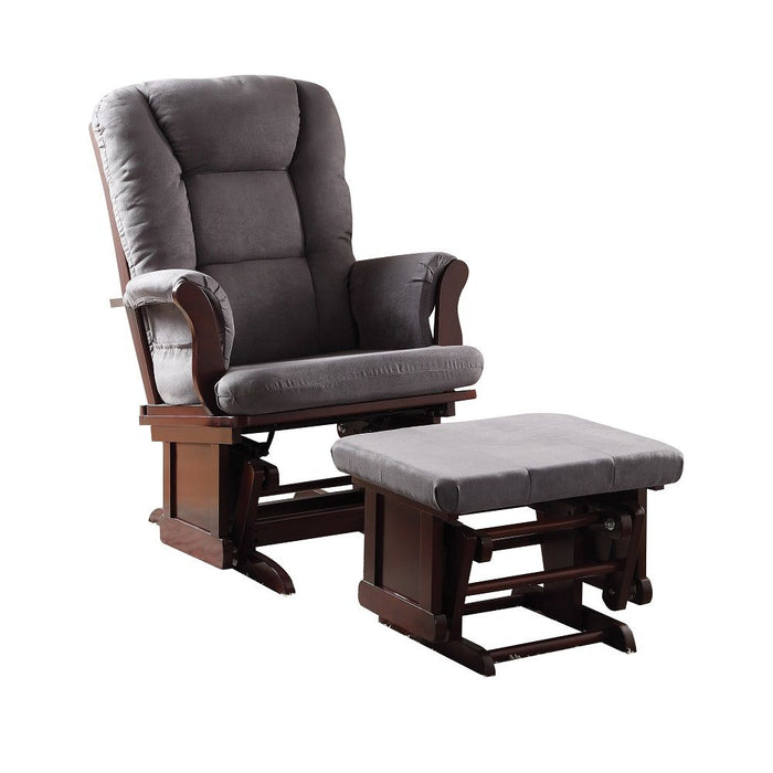 Aeron - Accent Chair - Gray Microfiber & Cherry
