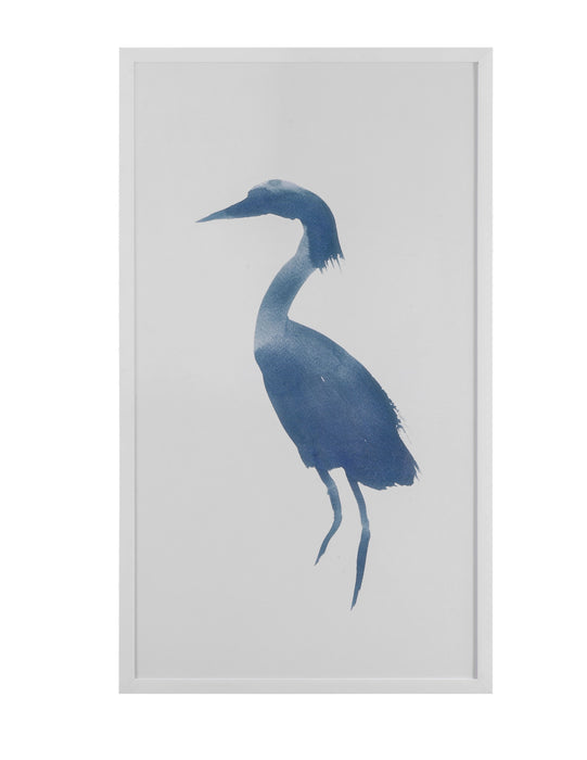 Heron in Blue II - Framed Art - Blue