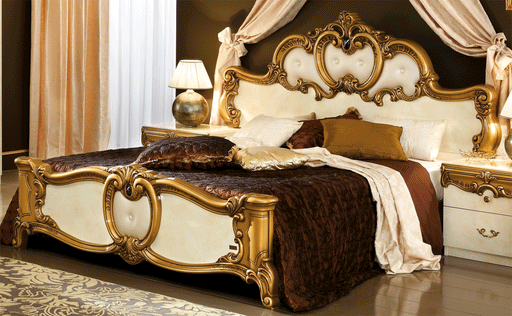 ESF Camelgroup Italy Barocco Ivory/Gold Queen Size Bed i28152