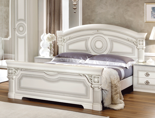 ESF Camelgroup Italy Aida White with Silver Queen Size Bed i28551