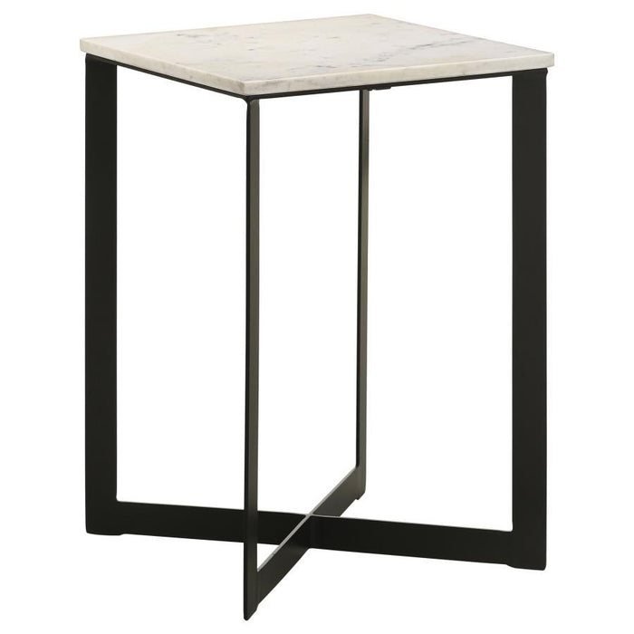 Tobin - Square Marble Top End Table - White And Black