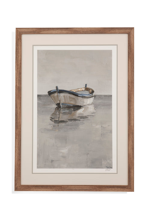 Boat On The Horizon II - Framed Print - Light Brown