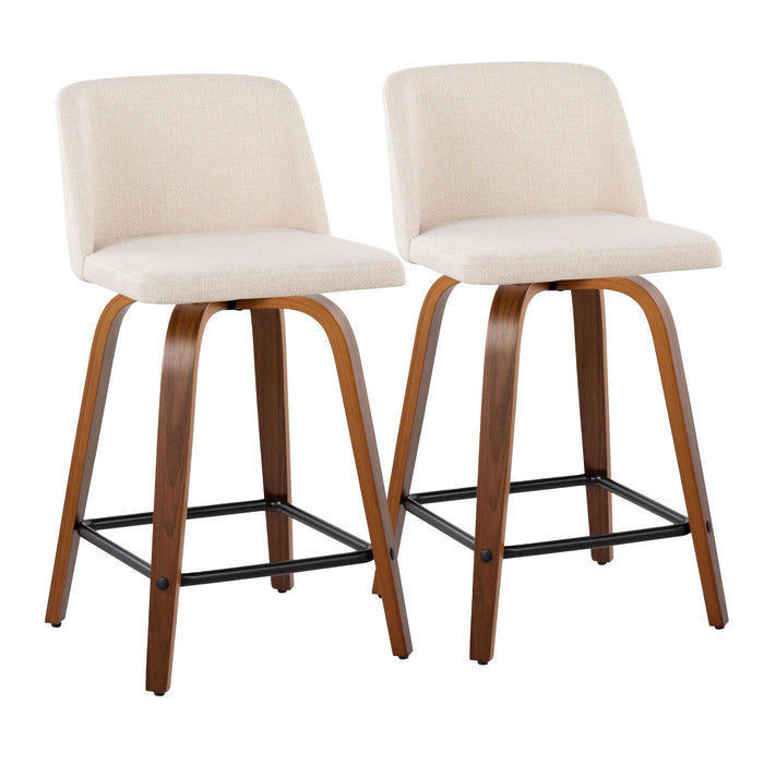Toriano - 24" Fixed-height Counter Stool (Set of 2) - Cream Noise And Dark Brown