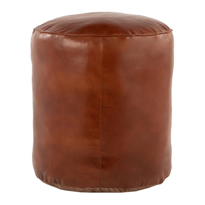 Cobbler - Pouf - Brown Leather - 18.5"