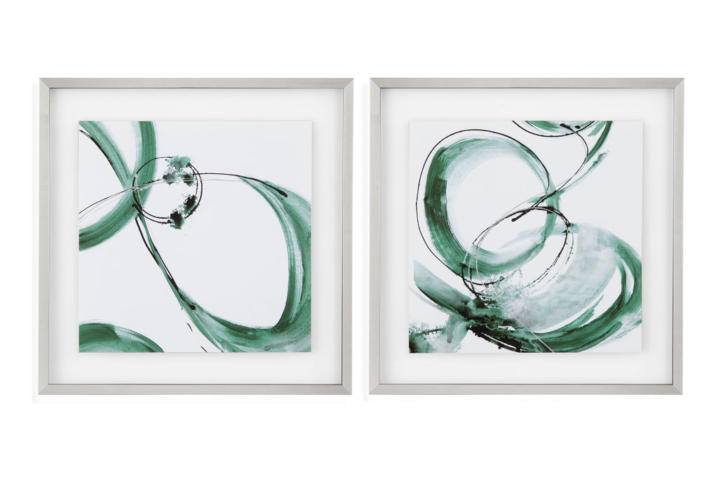 Green Swirls I - Framed Print - Pearl Silver