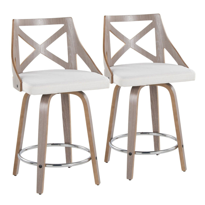 Charlotte - 24" Fixed-height Counter Stool (Set of 2) - Gray And Cream