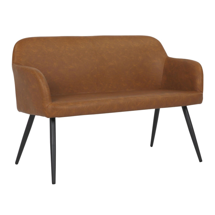 Daniella - High Back Bench - Black Steel And Camel Faux Leather