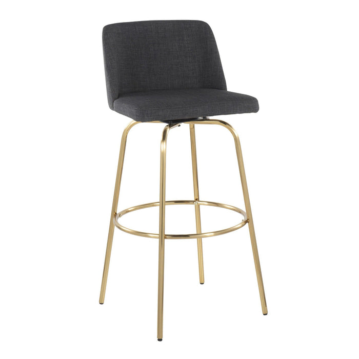Toriano - 30" Fixed-height Barstool (Set of 2) - Charcoal And Gold