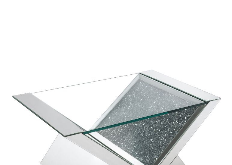 Noralie - Coffee Table - Clear Glass, Mirrored & Faux Diamonds
