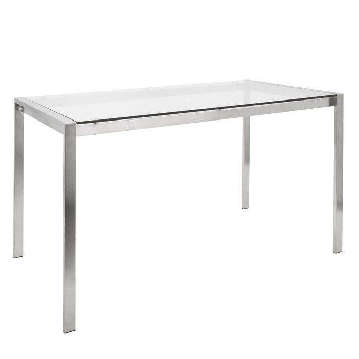 Fuji - Dining Table - Stainless Steel With Clear Glass Top
