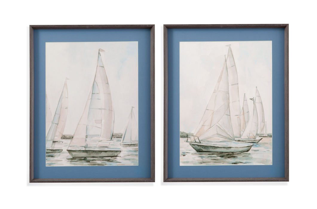 Sail Scribble II - Framed Print - Blue