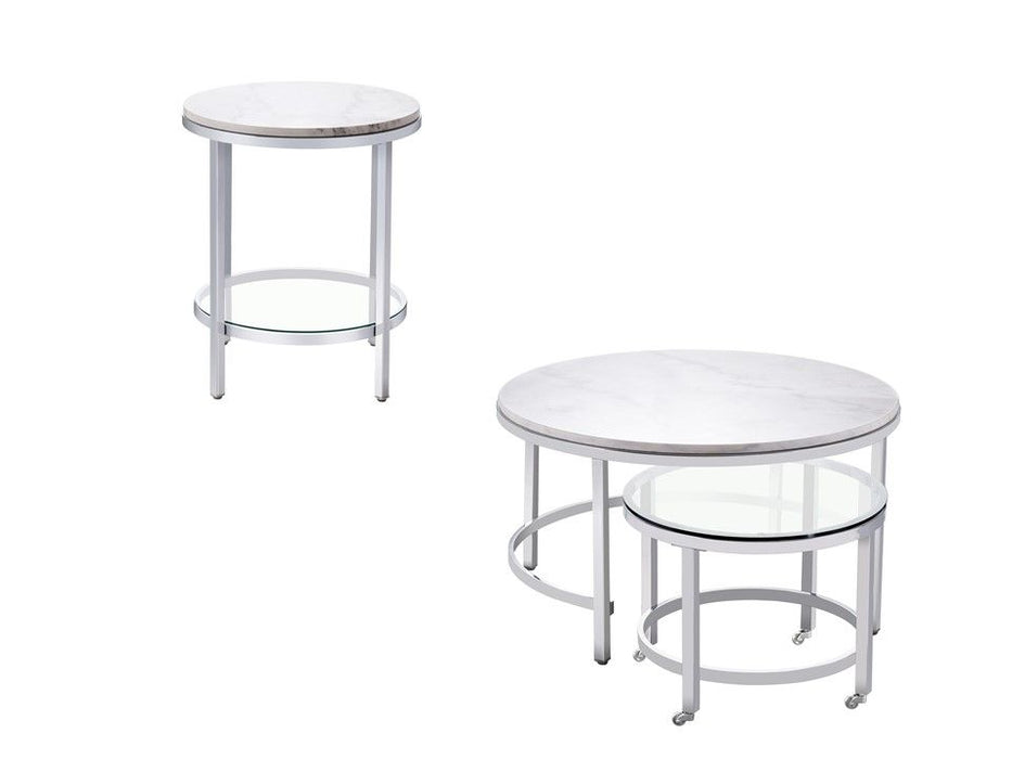 Jadyn - Round Nesting Cocktail Tables - Marble/Stone