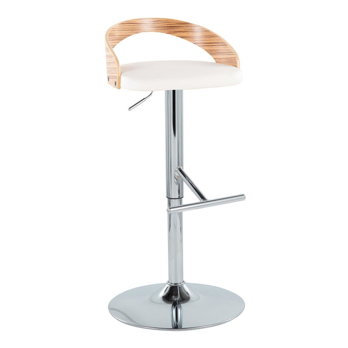 Grotto - Adjustable Faux Leather Barstool (Set of 2) - White And Light Brown